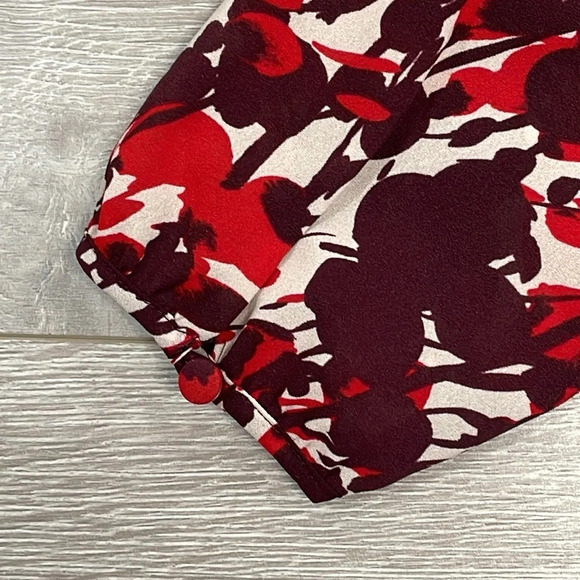 NWOT J. Crew Dark Poppy Printed Tie Neck Long Sleeve Blouse S - Picture 16 of 16